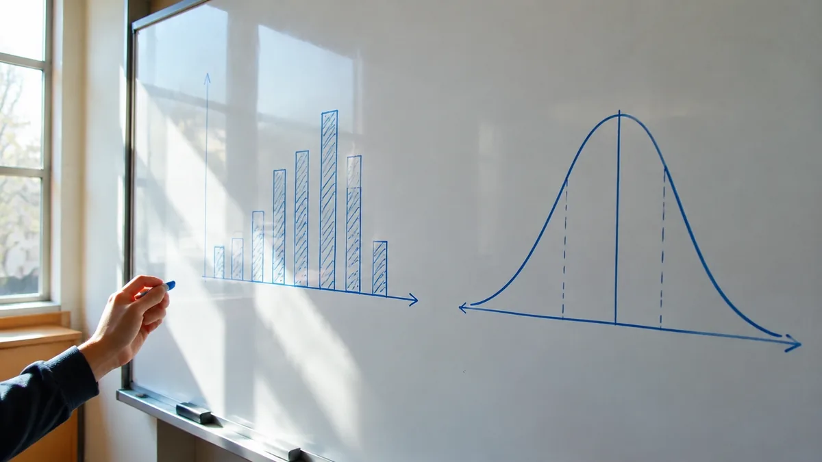 Hand-drawn bar chart on a lecture hall whiteboard, illustrating the rice purity test average score