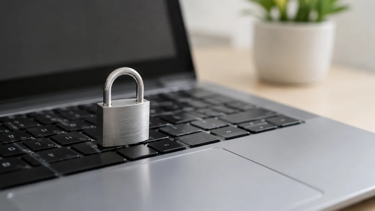 A padlock on a laptop keyboard, illustrating the Rice Purity Tester privacy policy